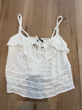 Abercrombie & Fitch White Cropped Peasant Tank Top Size Medium